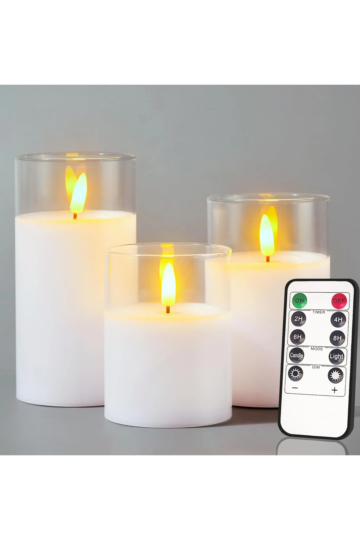 JoyousSto Flameless LED Pillar Candles with Remote Control and Timer (Clear Glass, 3 Pcs Set) movlj