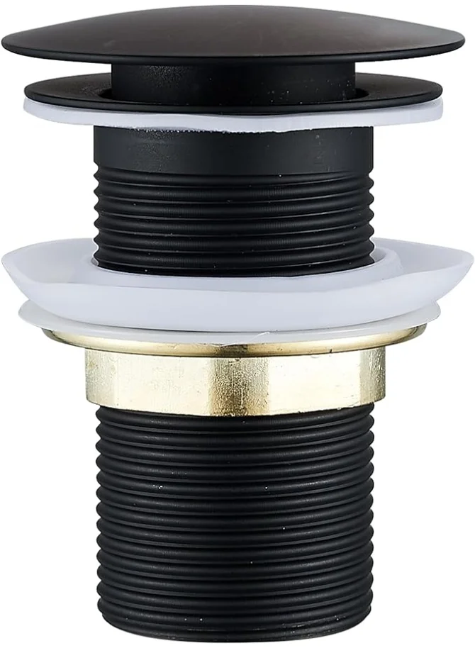 Lynacz Pop-Up Wash Basin Drainer 304 Stainless Steel Push Type Plug Stopper (Black, G1-1/4 inch) i81t4