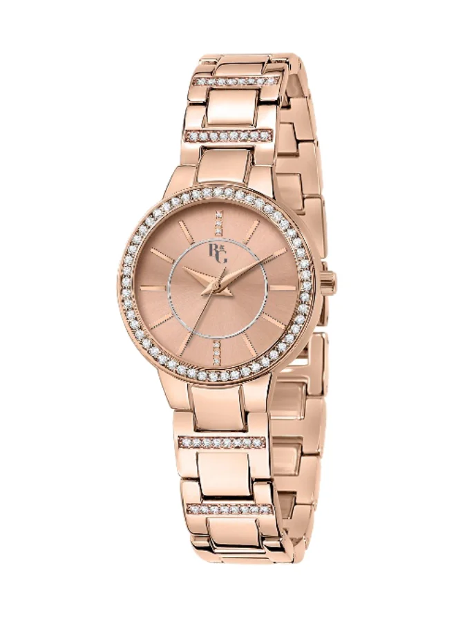 B&G Women's Gold Round Analog Quartz Watch with Alloy Band (30mm) imm7v