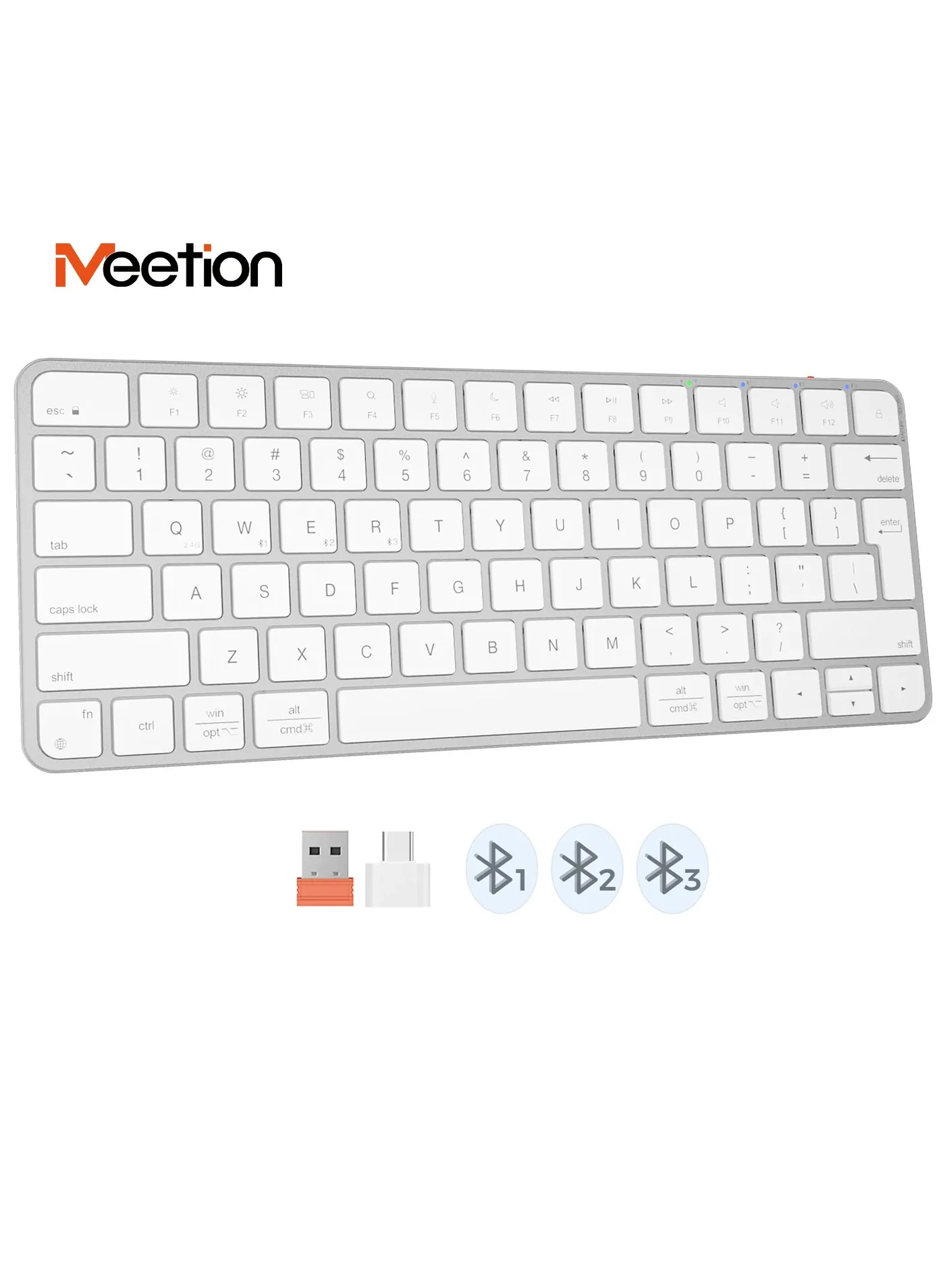 Premium Ultra-Thin Wireless Smart Keyboard with Multi-Mode Connectivity (English & Arabic Layout, Silver) ptstv