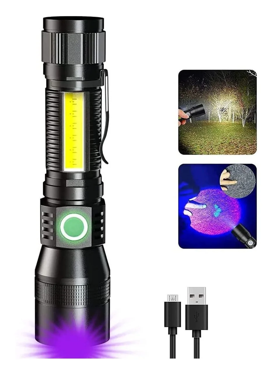 DMG TECH Rechargeable UV Flashlight 3-in-1 Professional Inspection Light (Black, 15 cm) b9s7n