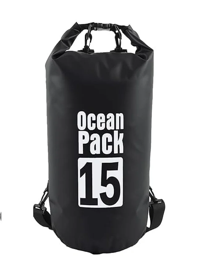 Suptikes Waterproof Dry Bag 15 L Heavy-Duty Roll-Top Sack for Boating Kayaking and Outdoor Adventures (Black) 1rda3