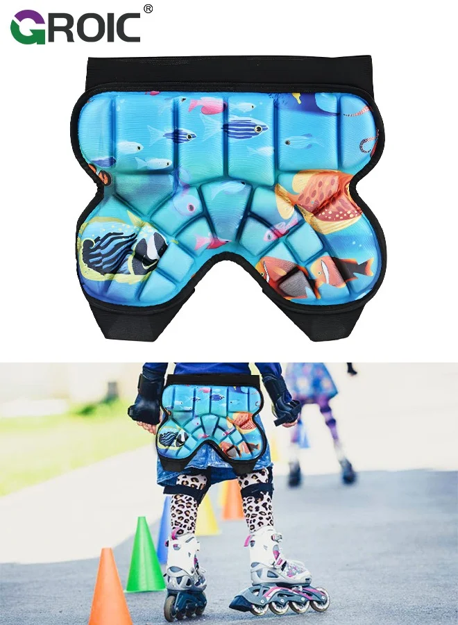 GROIC Kids Hip Protective Pads 3D Impact Resistant Gear for Skating Skiing and Cycling (Black, One Size) slqri