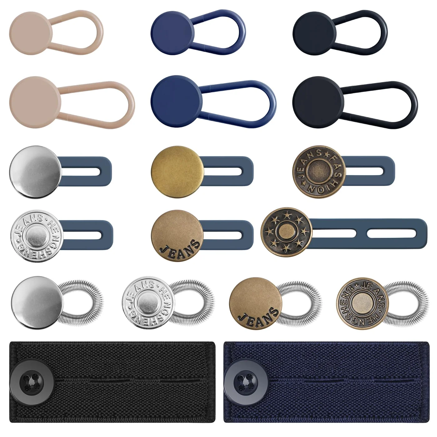 Ceryvop Waist Button Extenders for Jeans and Pants (18 Pieces, Assorted Sizes, Unisex) 7amvb