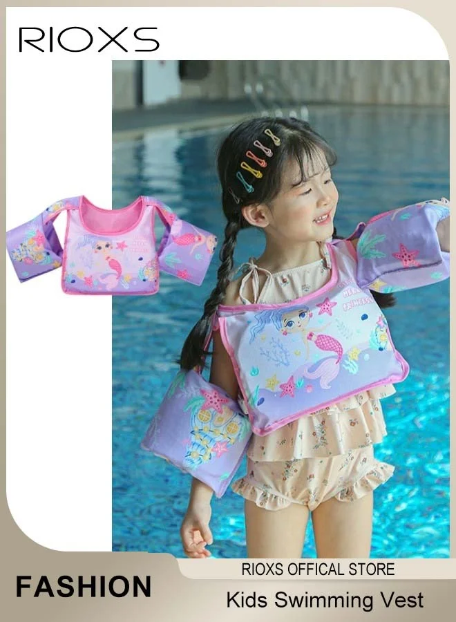 RIOXS Toddler Swim Vest Kids Swimming Jacket with Safety Buckle (Purple Mermaid, 2-6 Years) 6xait