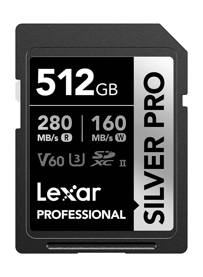 Premium SDXC UHS-II Memory Card 512GB High-Speed 4K Video Recording (Silver, 512GB) 89wg8