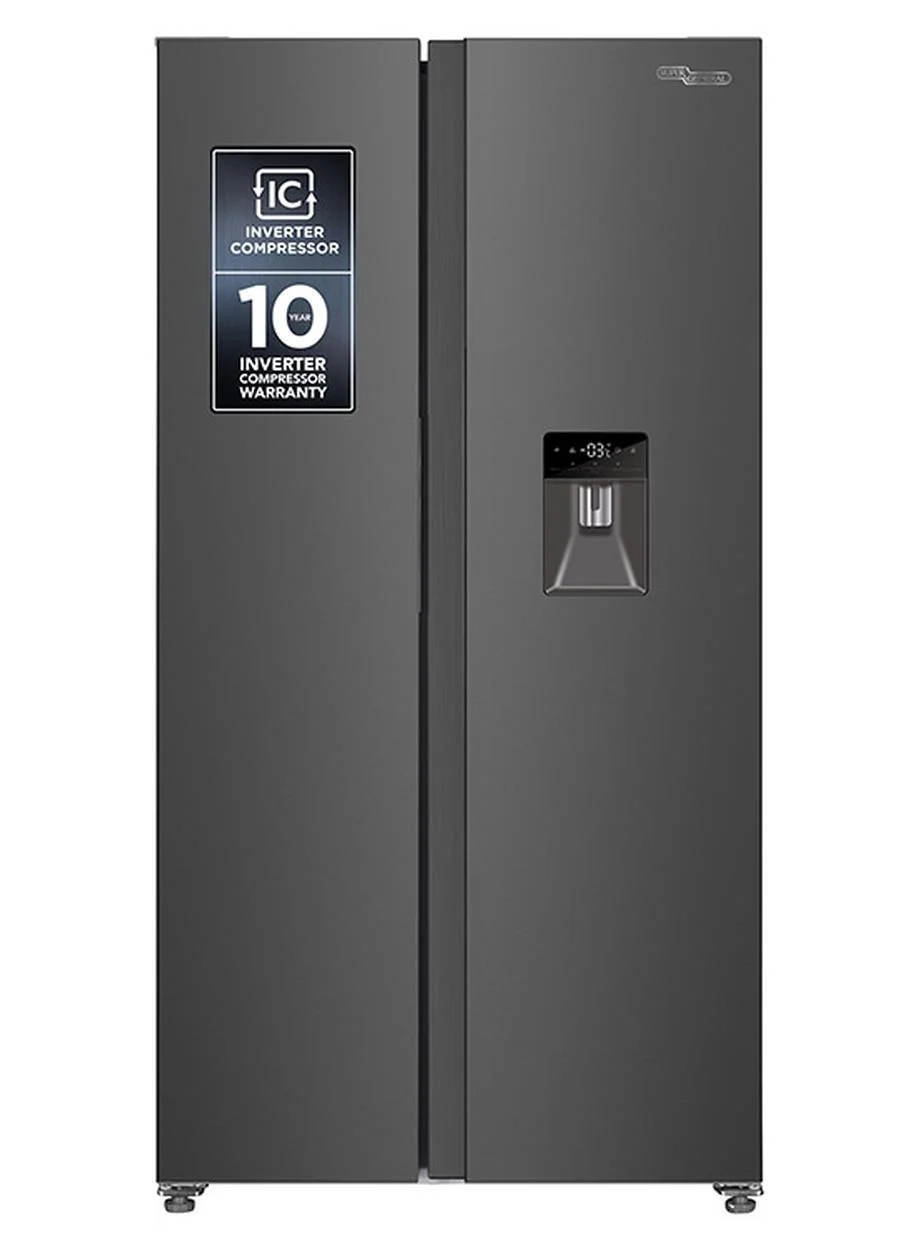 Super General Side-By-Side Refrigerator-Freezer with Water Dispenser and Inverter Compressor (Black Inox, 592L Net Capacity) ddfd6