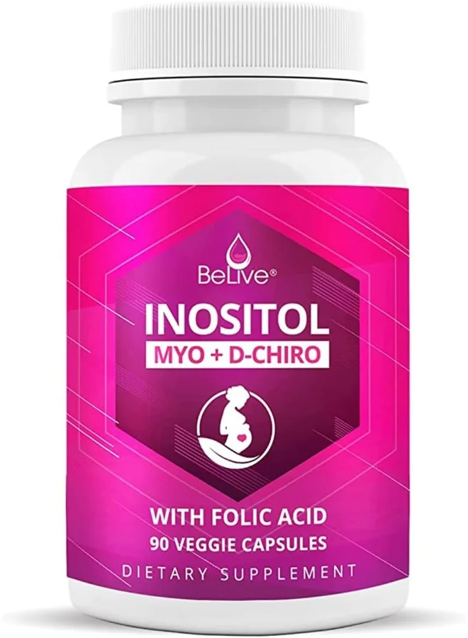 BeLive Myo-Inositol and D-Chiro Inositol Capsules with Folic Acid for Women (120 Capsules) j17ln