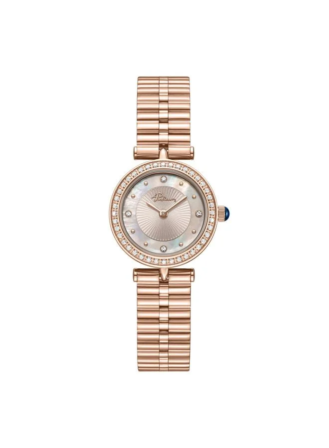 Premium Analog Wristwatch for Women Stainless Steel Bracelet (Light Pink, 24mm) zzup3