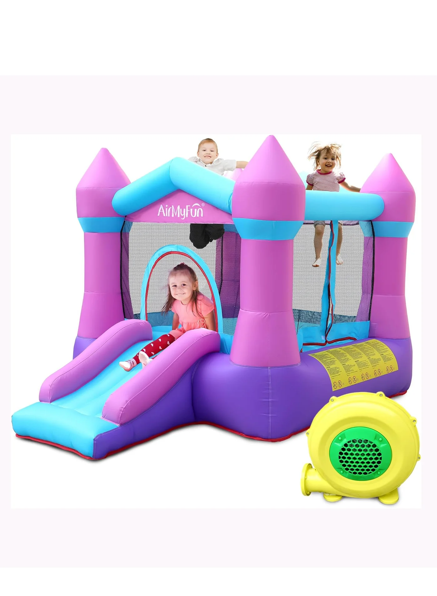 AirMyFun Inflatable Bouncer Jumping Castle with Slide and 350W Blower (Premium Oxford Fabric, Indoor and Outdoor Use) hiptc