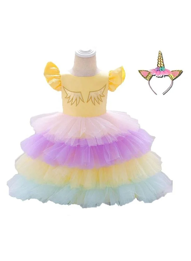 Fancydresswale Unicorn Princess Costume Set with Headband for Kids (4-5 Years) br6xa