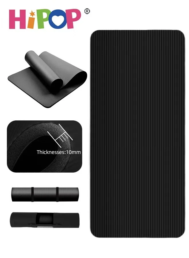HIPOP Extra Large Yoga Mat Non-Slip Pilates Fitness Exercise Mat with Carrying Bag and Strap (Black, 200 x 80 x 1cm) 77784