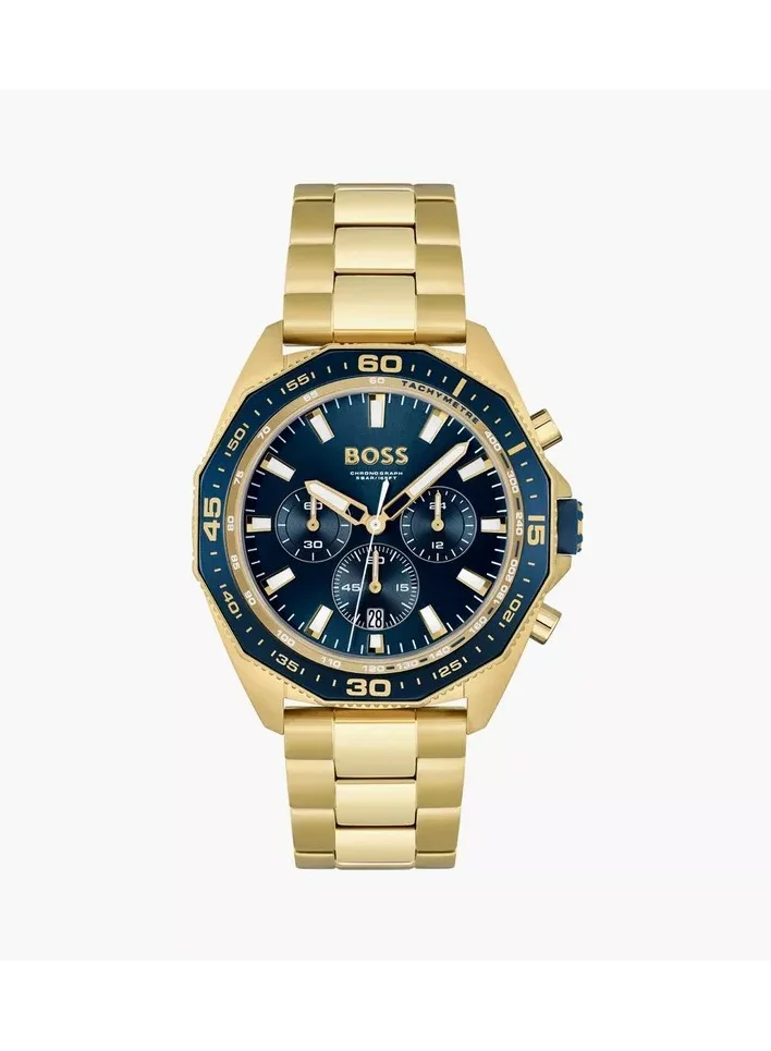 Premium Chronograph Analog Watch for Men, Stainless Steel Gold Finish (44 mm) 22wk4