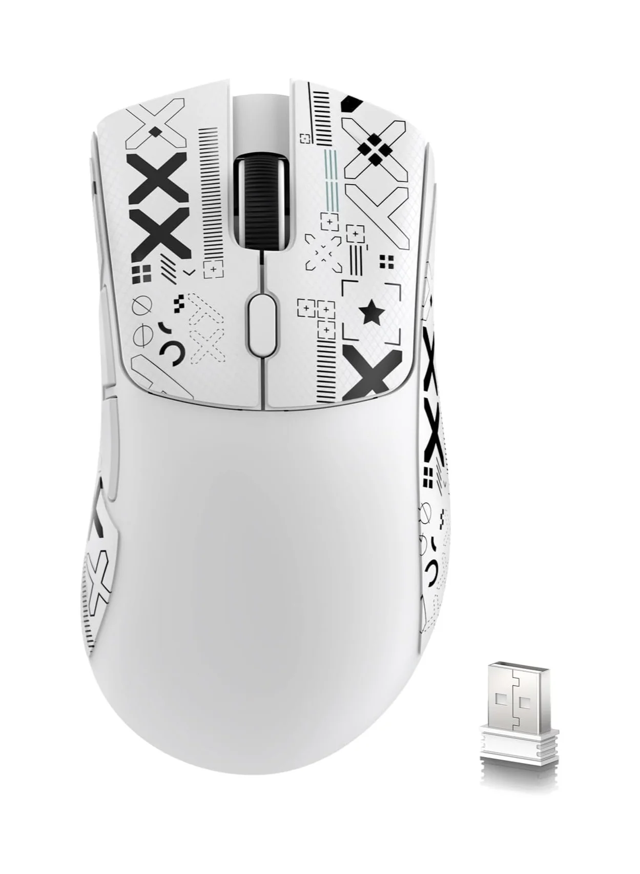Premium Wireless Gaming Mouse Tri-Mode 18K DPI Ultra-Light Ergonomic (White, 55g) xmeou