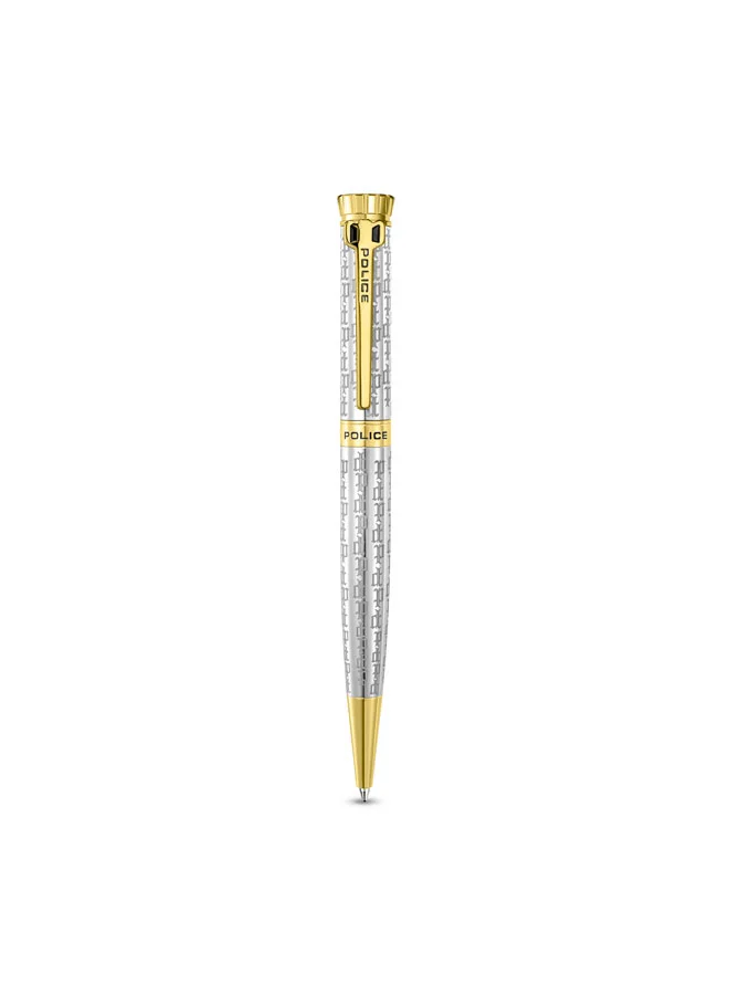 POLICE Gothic Stainless Steel Twist Ballpoint Pen (Blue Ink, 14 cm) Premium Writing Instrument for Men qz0j4