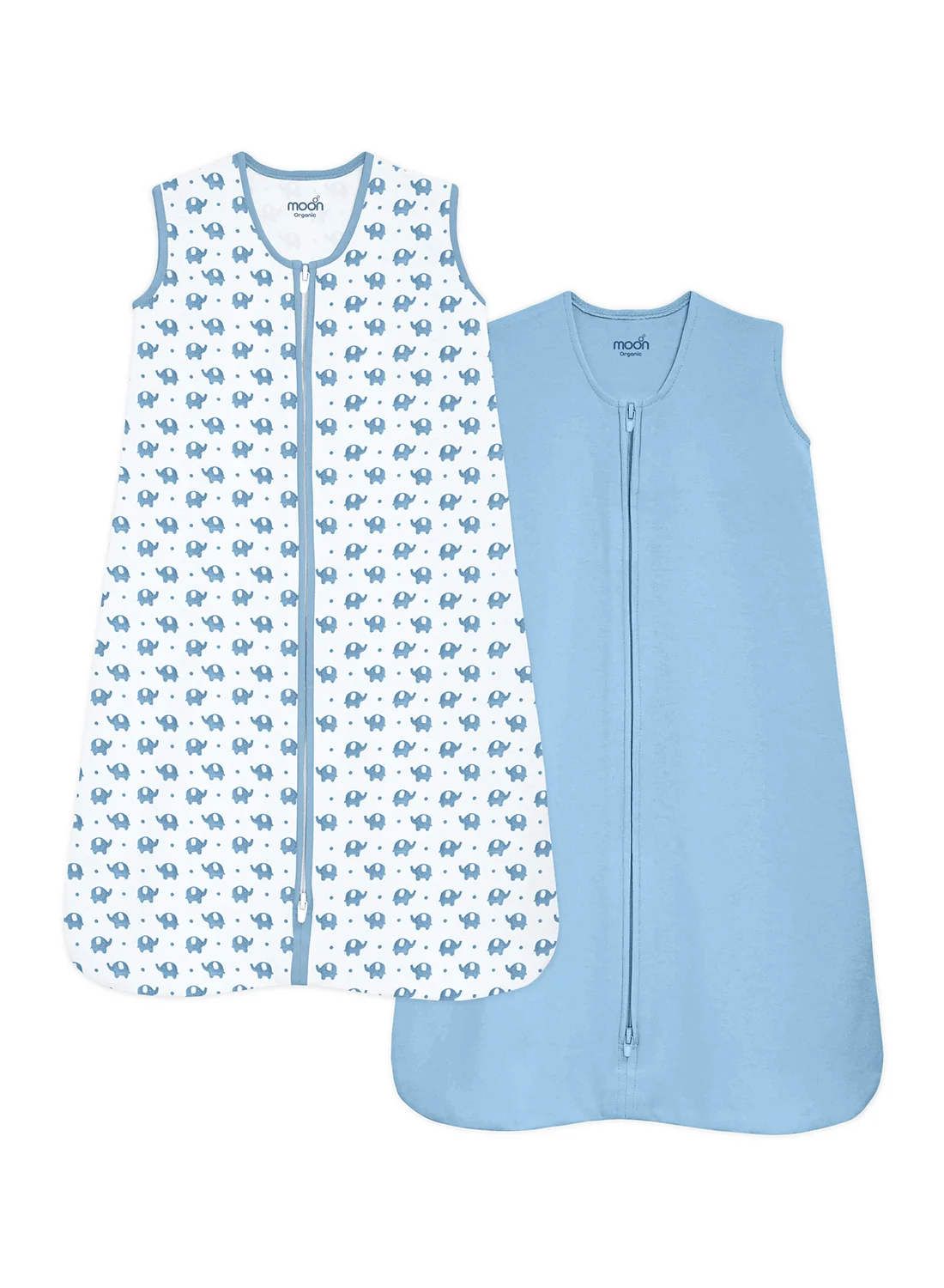 Moon Organic Cotton Baby Sleepsack Set (Elephant and Plain, Large, 2-Pack) 96o15