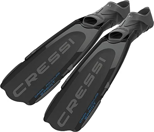 Premium Modular Sprint Full Foot Fins Lightweight Hydrodynamic Design for Scuba Diving and Snorkeling (Black, 42-43) d2mej