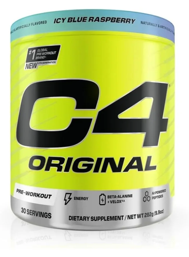 Cellucor C4 Original Pre-Workout Energy Powder, Icy Blue Razz Flavor, Sugar-Free Formula with Beta-Alanine and Vitamin C (30 Servings) 5a1ml