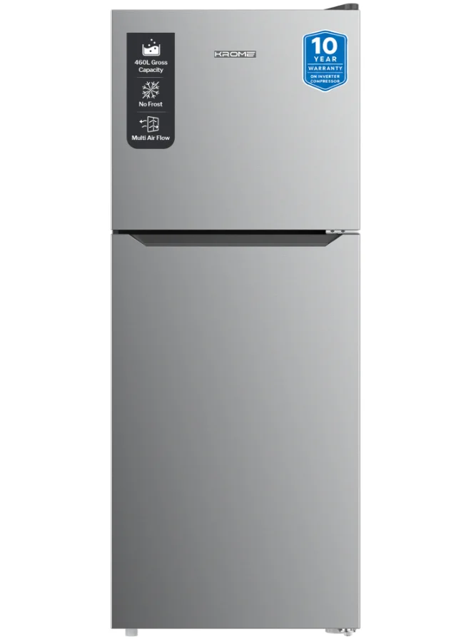 Krome Top Mount Refrigerator with Smart Inverter Compressor and Total No-Frost Technology (Grey, 460L Gross Capacity) h2t42