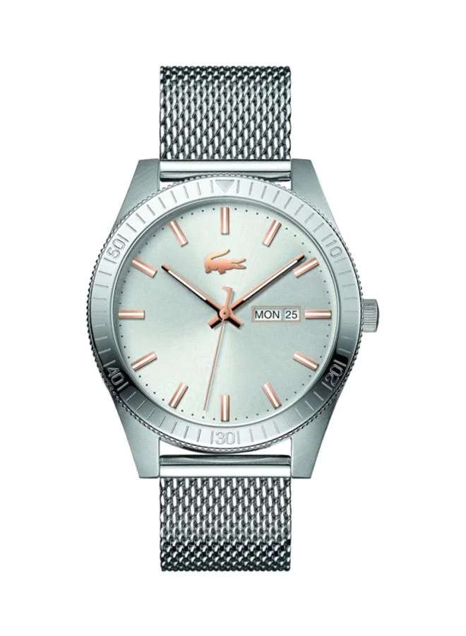 Premium Men Legacy Analog Watch Stainless Steel Water Resistant Quartz Timepiece (Silver, 42mm) 88fy6
