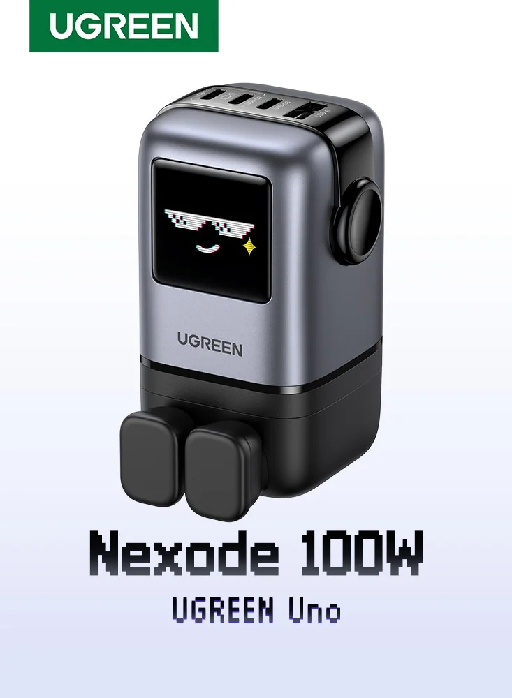 Premium 100W GaN Fast Charger Adapter 3C1A Smart LED Display Portable Wall Adapter for Smartphones (Black, 100W) 1hr7i
