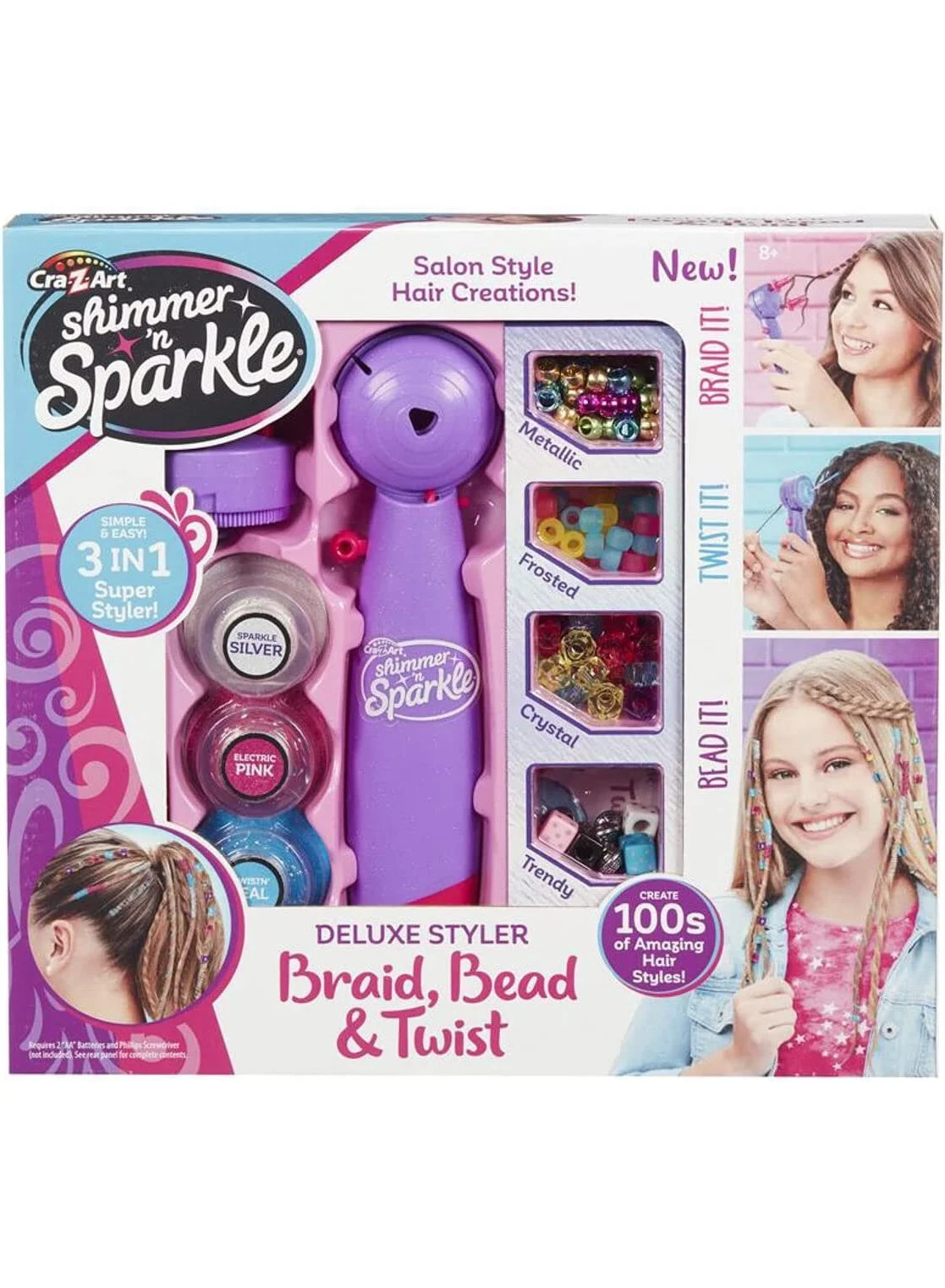 Shimmer N Sparkle Deluxe Hair Styler Bead and Twist Styling Kit (For Kids) lcxrv