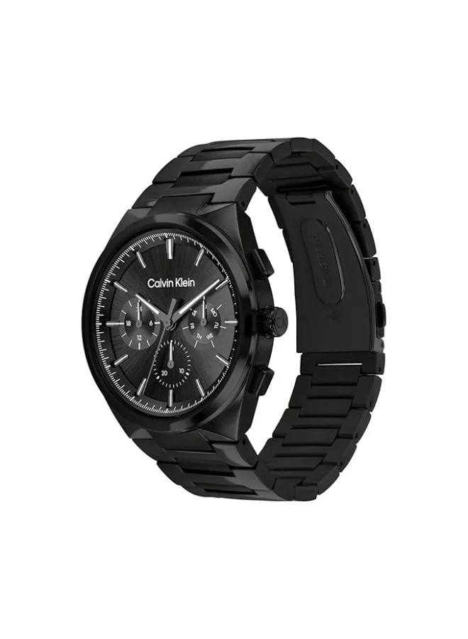 Premium Round Analog Men's Watch with Stainless Steel Band (Black Case, 42mm) awlsx