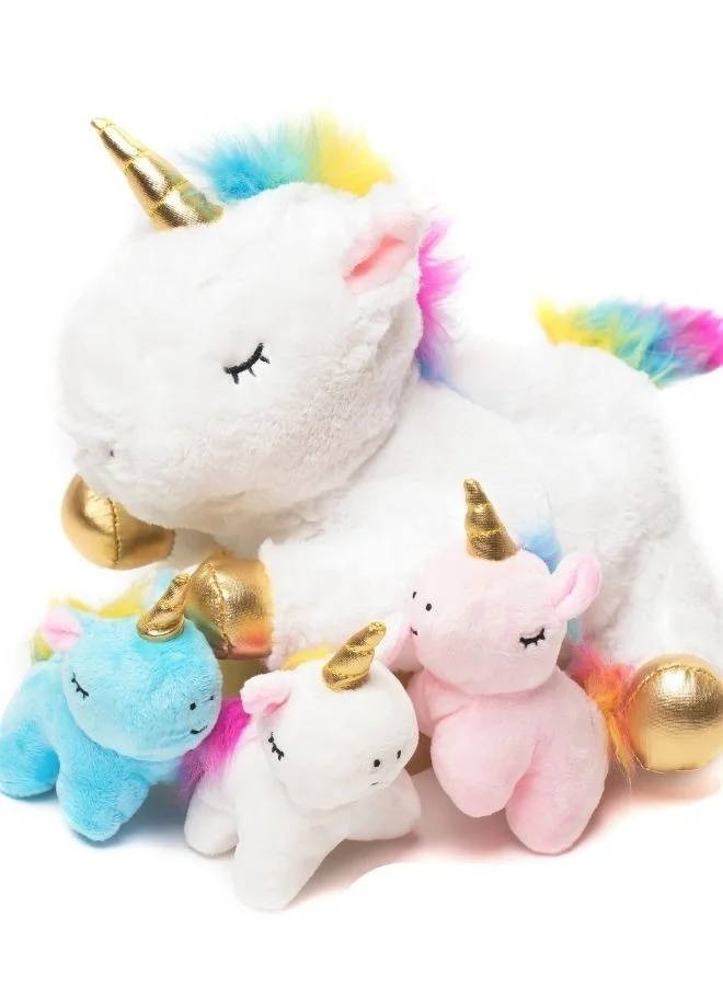 Mumfactory Unicorn Plush Toy Set Soft Stuffed Animal Collection for Kids (4-Piece Pack) ynq75