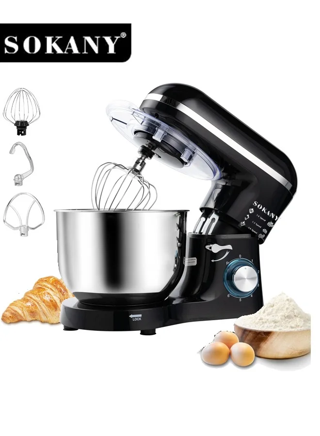 Sokany Electric Kitchen Stand Mixer with 8L Stainless Steel Bowl and 6 Speed Settings (Black, 8L) 1vpi0