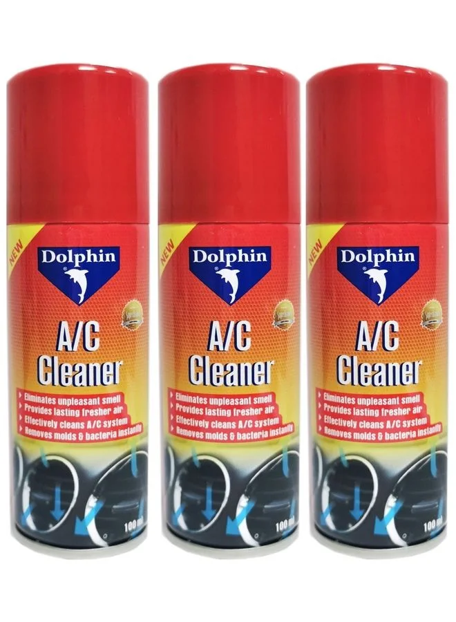 Dolphin Car AC Cleaner and Air Freshener Spray (3 Pack, 150 mL Each) - Powerful Odor Eliminator for Vehicle Air Conditioning Systems zdqyj