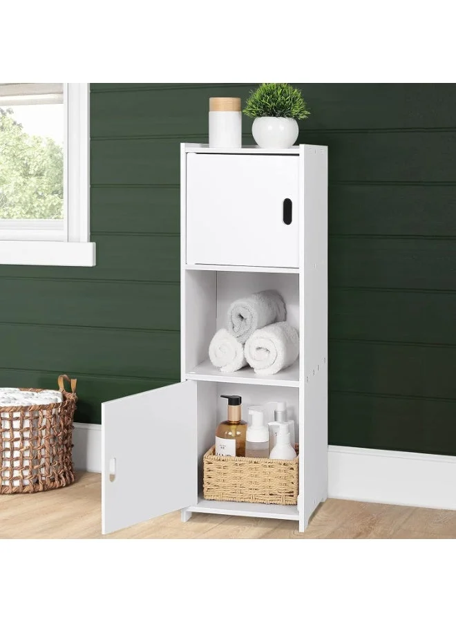 LINGWEI Bathroom Corner Storage Cabinet with Double Doors (White, 25x80x22cm) yuhu4