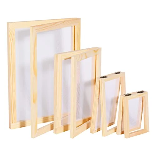 Wooden Paper Making Screen Mould and Deckle Frame Set (4 Sizes, A4 A5 A6 A7) for DIY Crafting and Stationery Projects sxthy