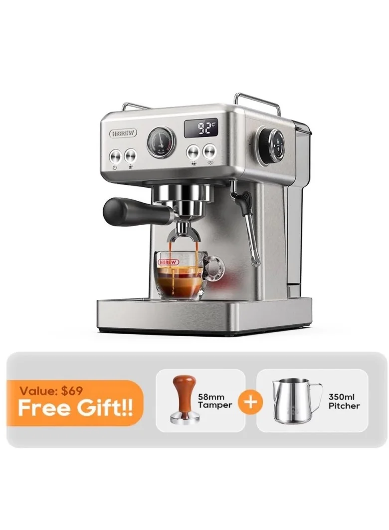 Hibrew Espresso Coffee Machine 1350W Stainless Steel Professional Cappuccino Maker (1.8L) s4aqf
