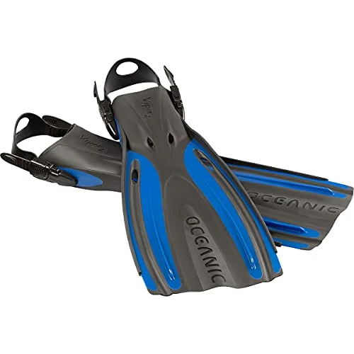 Viper 2 Open Heel Scuba Diving Fins Lightweight Professional Snorkeling Gear (Blue/Black, SM) 2x6kd
