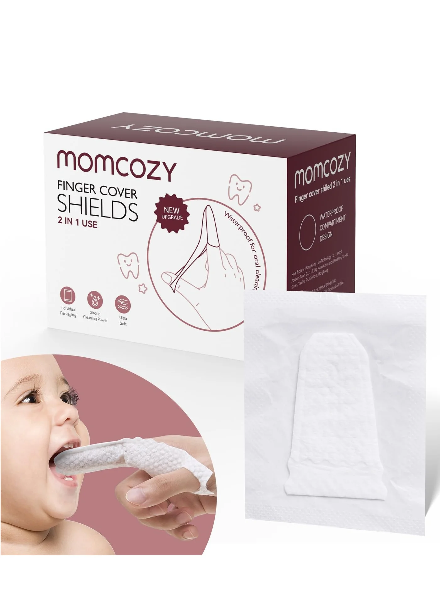 Momcozy Baby Finger Toothbrush and Gum Wipes Set (Soft Silicone Oral Care, 30 Count) riywx
