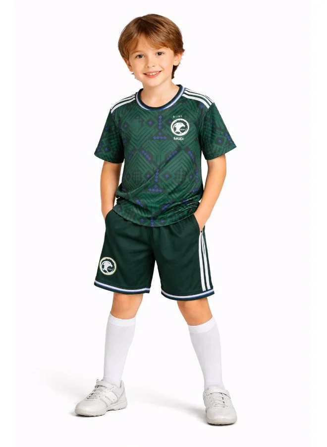 Premium Saudi Arabia Football Jersey and Shorts Set for Boys (Sportswear Kit, Kids) rw5ua