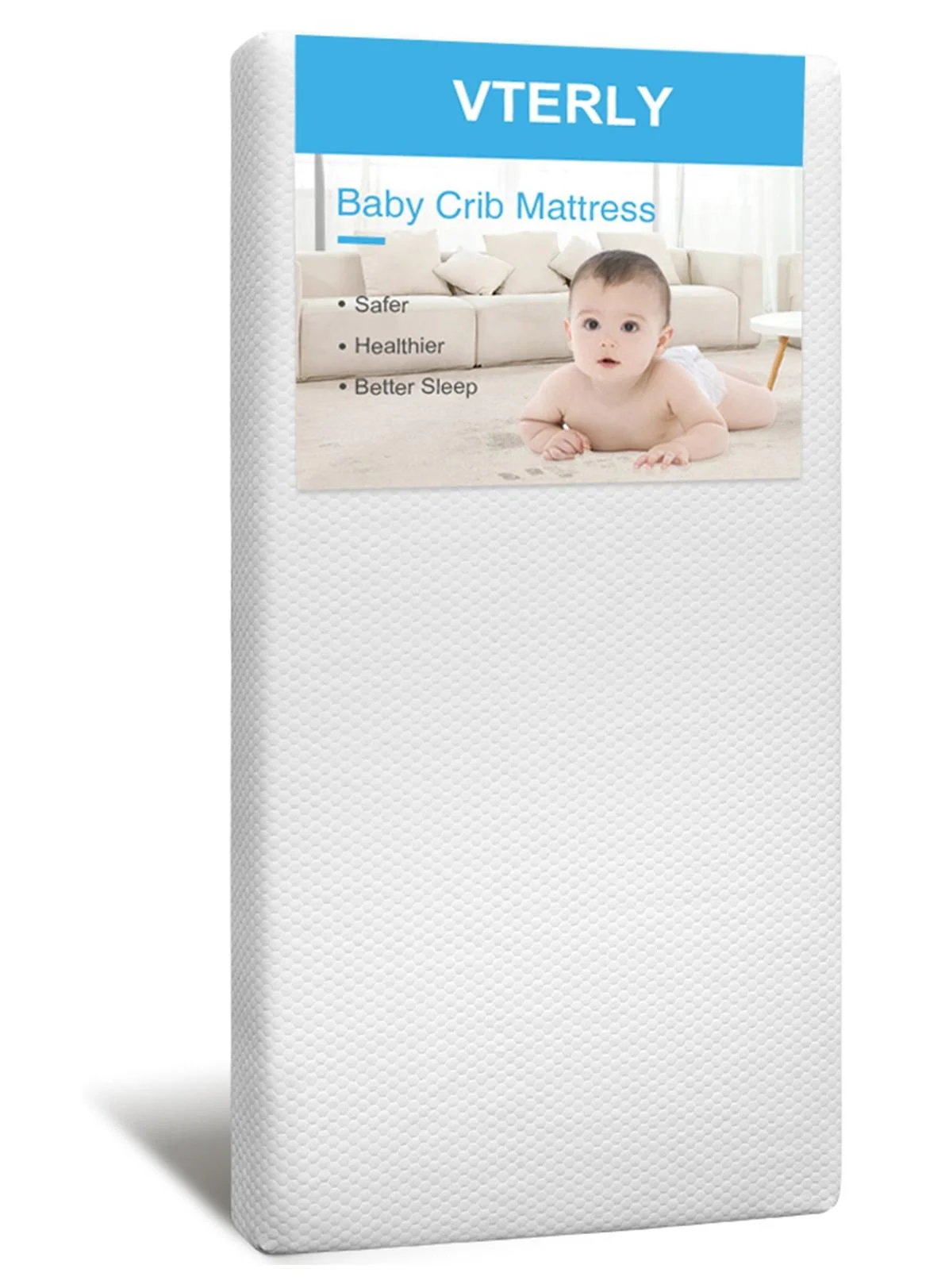 VTERLY Crib Mattress 120x60cm Premium Memory Foam Toddler Bed Mattress with Removable Washable Cover (120x60cm) ppru0