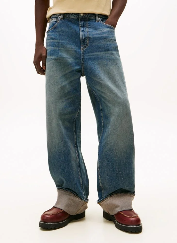 Premium Baggy Denim Jeans for Men Relaxed Fit Casual Streetwear (Blue, 32W x 32L) 9hbfj