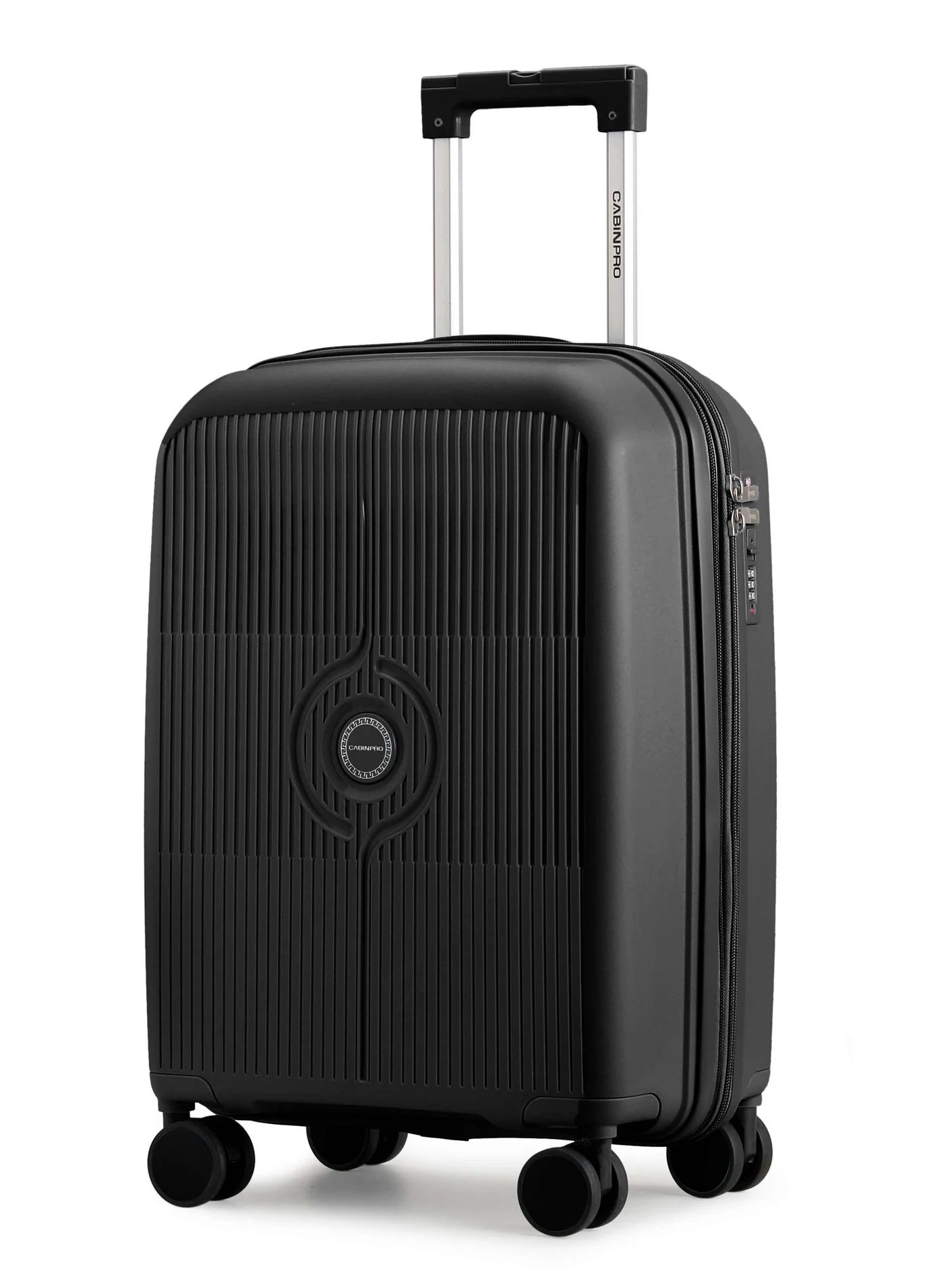 CABINPRO Expandable Carry-On Spinner Luggage, Lightweight Hard Shell Trolley with 360¡ã Twin Wheels (Black, 55 cm) ec6dc