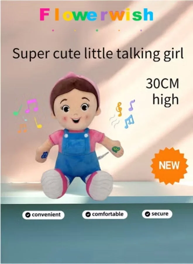 Flowerwish Interactive Educational Plush Doll, Soft Stuffed Learning Toy with Songs and Phrases (30 cm) drua6