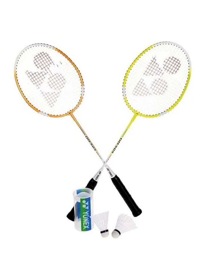 Premium Badminton Racket Set with Shuttlecocks (Yellow/Green, 2-Racket Pack) 19w3k