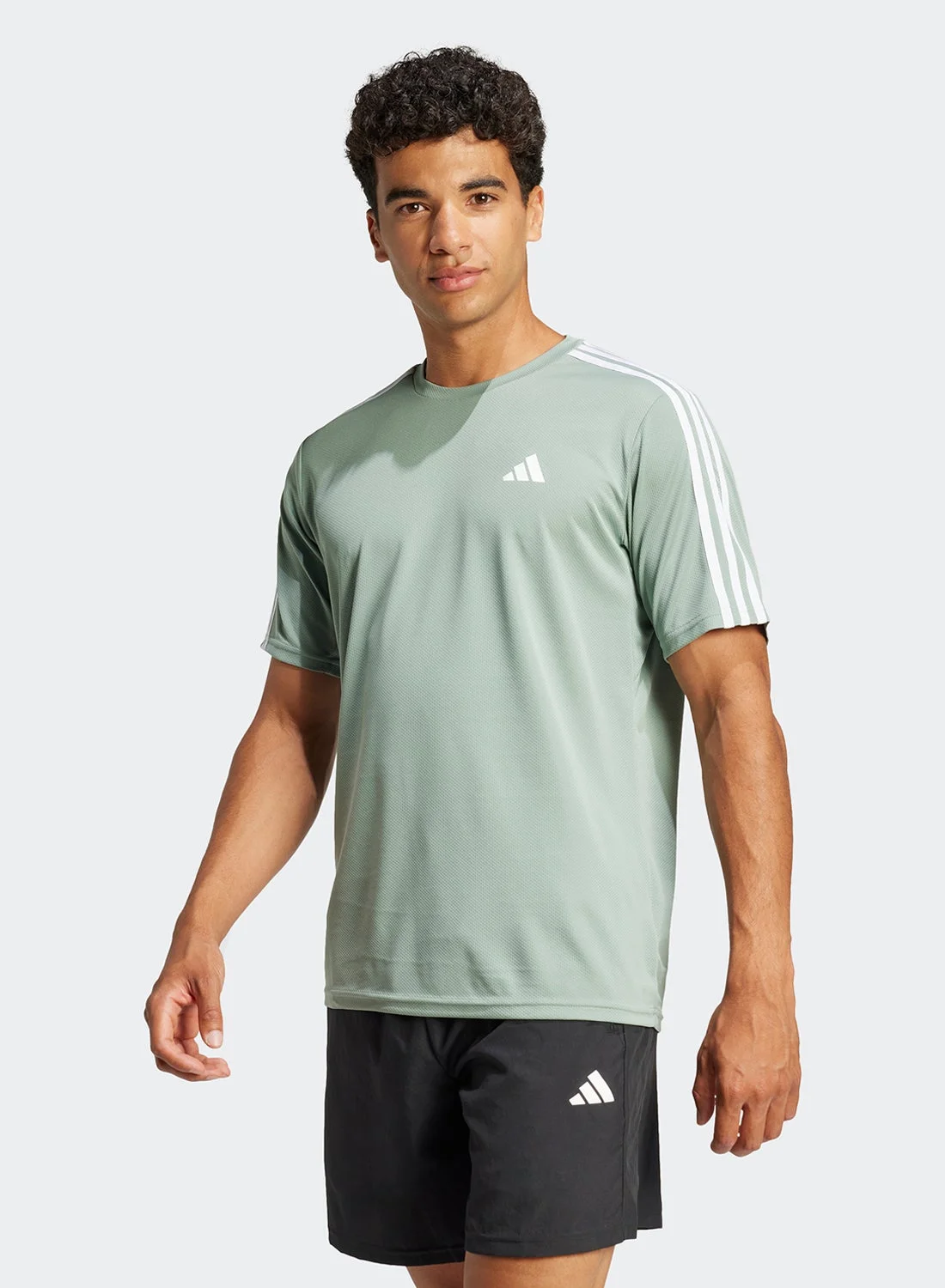 Sport Essentials 3-Stripes Training T-Shirt Breathable Athletic Performance Top (Black, Large) mjp3x