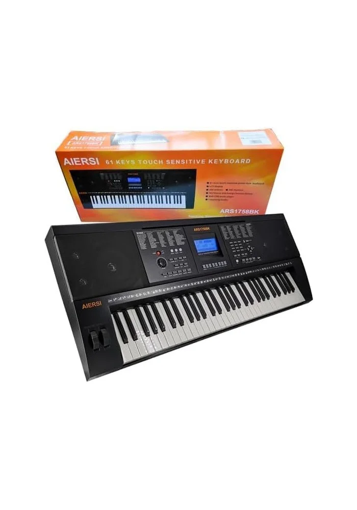 Premium 61-Key Electronic Keyboard with Touch Response and Digital Sound Engine (Black, 61 Keys) y4ws5