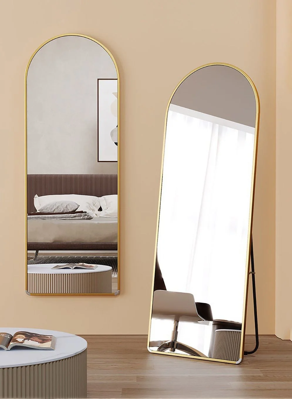 Merry Moments Full Length Floor Mirror with Aluminum Alloy Frame (Gold, 60x165cm) - Premium Wall-Mounted or Leaning Dressing Mirror jnyer