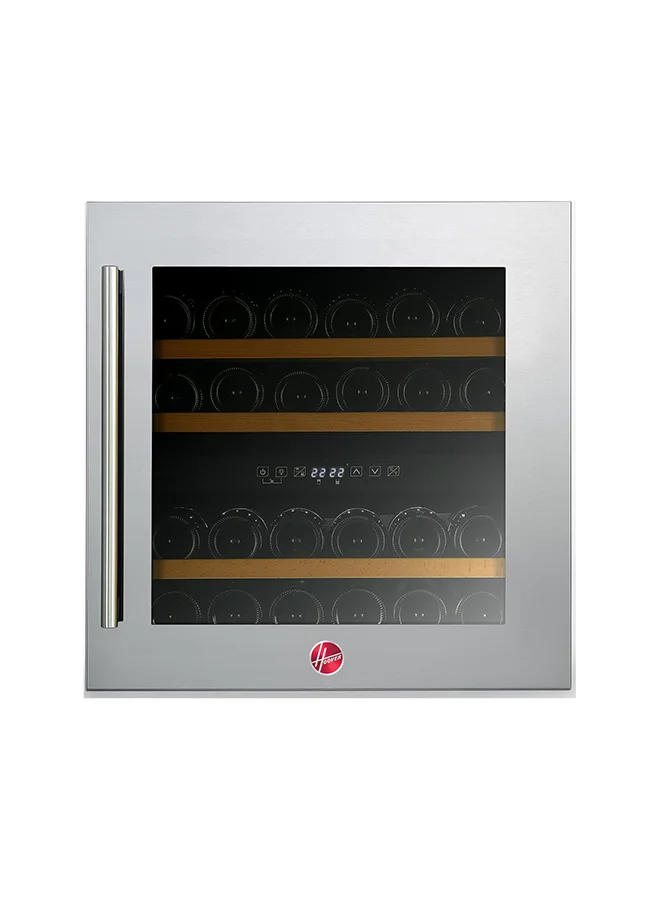 Premium Dual Zone Wine Cooler Refrigerator with Stainless Steel Door and Wooden Shelves (Black, 85L) 5yxi1