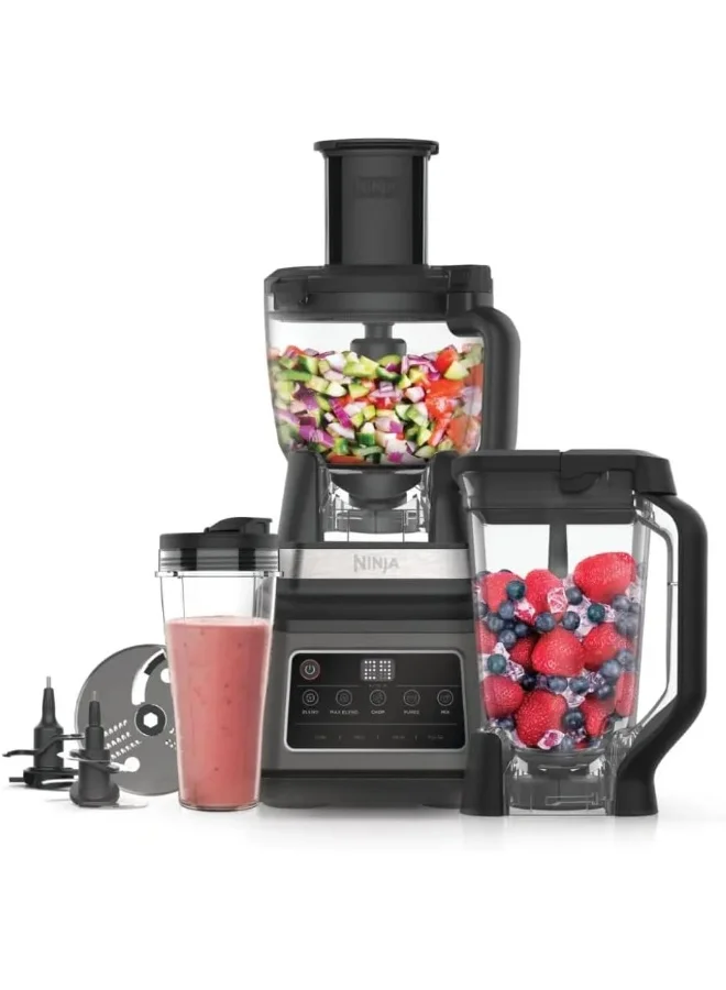 Premium 3-in-1 Food Processor and Blender System with 5 Automatic Programs (Black, 2.1L Jug, 1.8L Bowl, 700ml Cup) hifzo