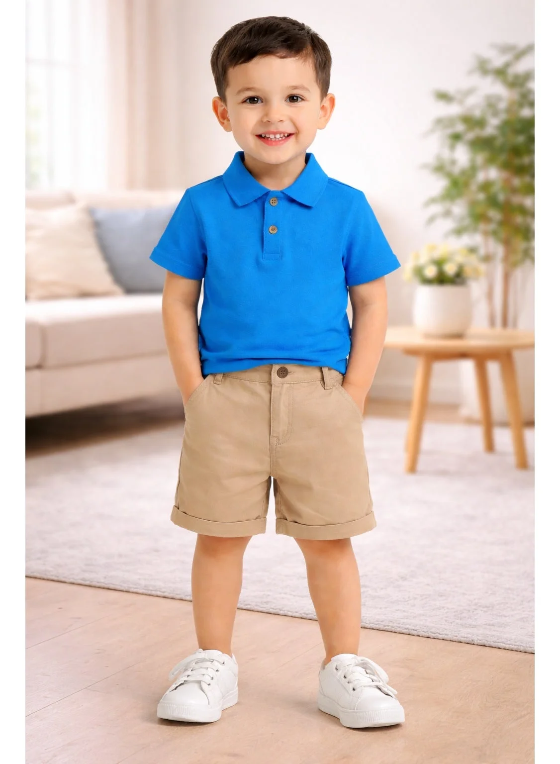 Smarties AE Boys Polo T-Shirt and Shorts Set Premium Cotton Blend Summer Outfit (18 Months to 4 Years) uj2x3