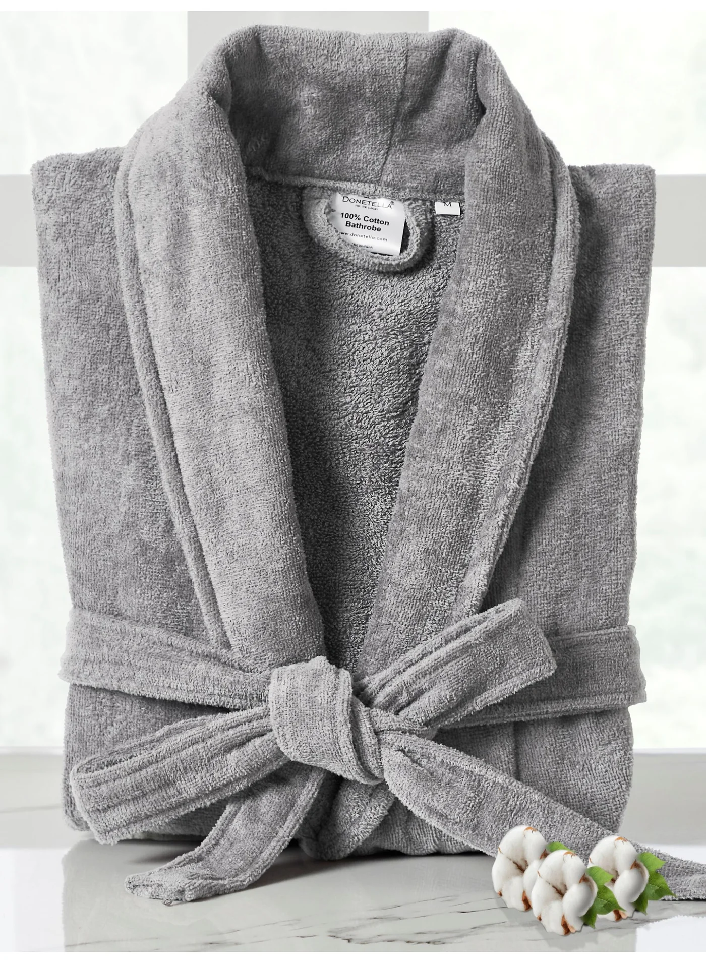 Donetella Unisex Cotton Velour Bathrobe Premium Absorbent Loungewear (Small & Medium, 400 GSM) xed8u