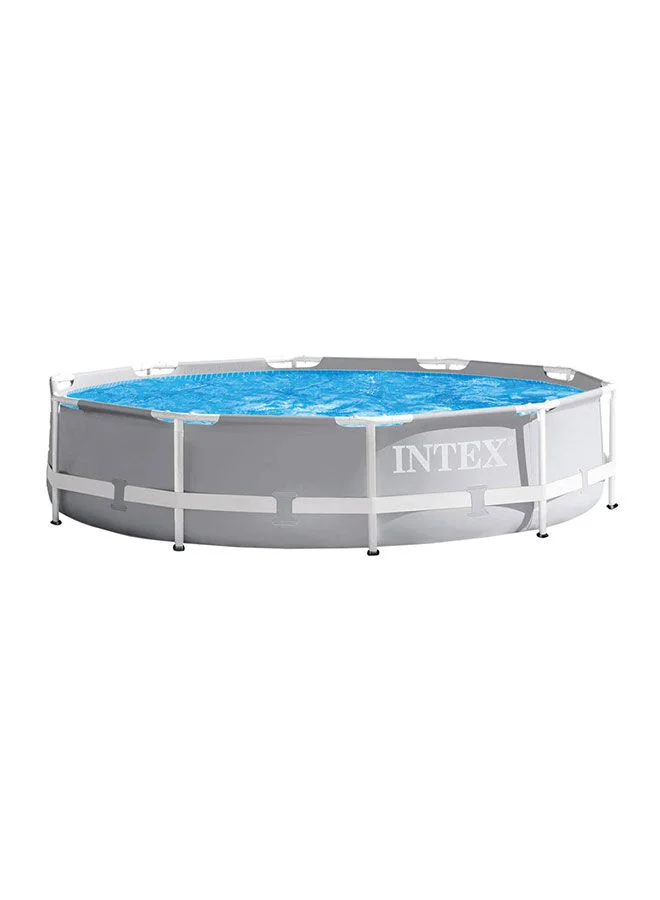 Premium Circular Above Ground Swimming Pool Sturdy Frame Design for Summer Backyard Fun (Grey, 305x76cm) brxzy