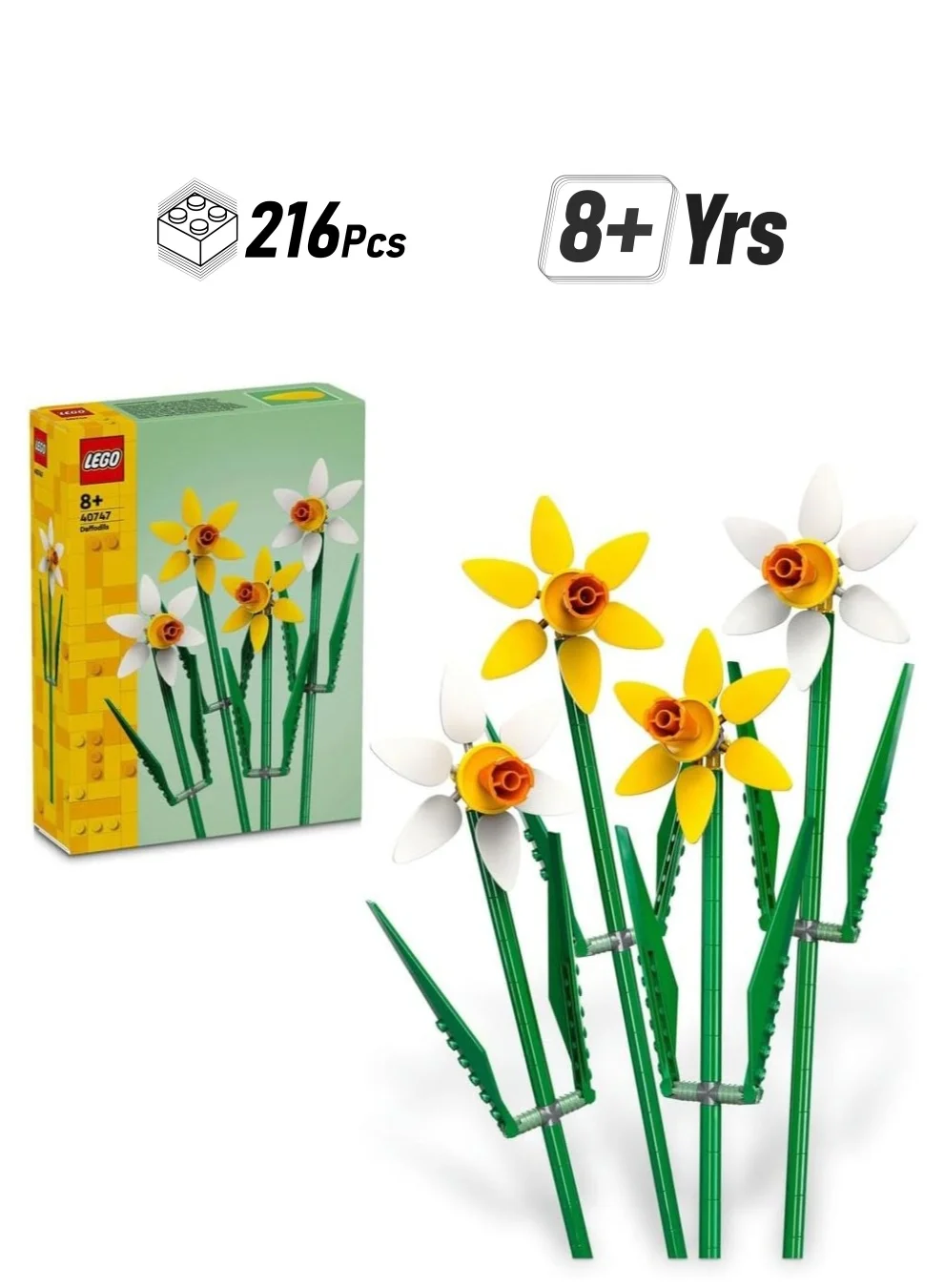 Building Blocks Daffodils Botanical Flower Playset (Premium Plastic, 216 Pieces) gyx90